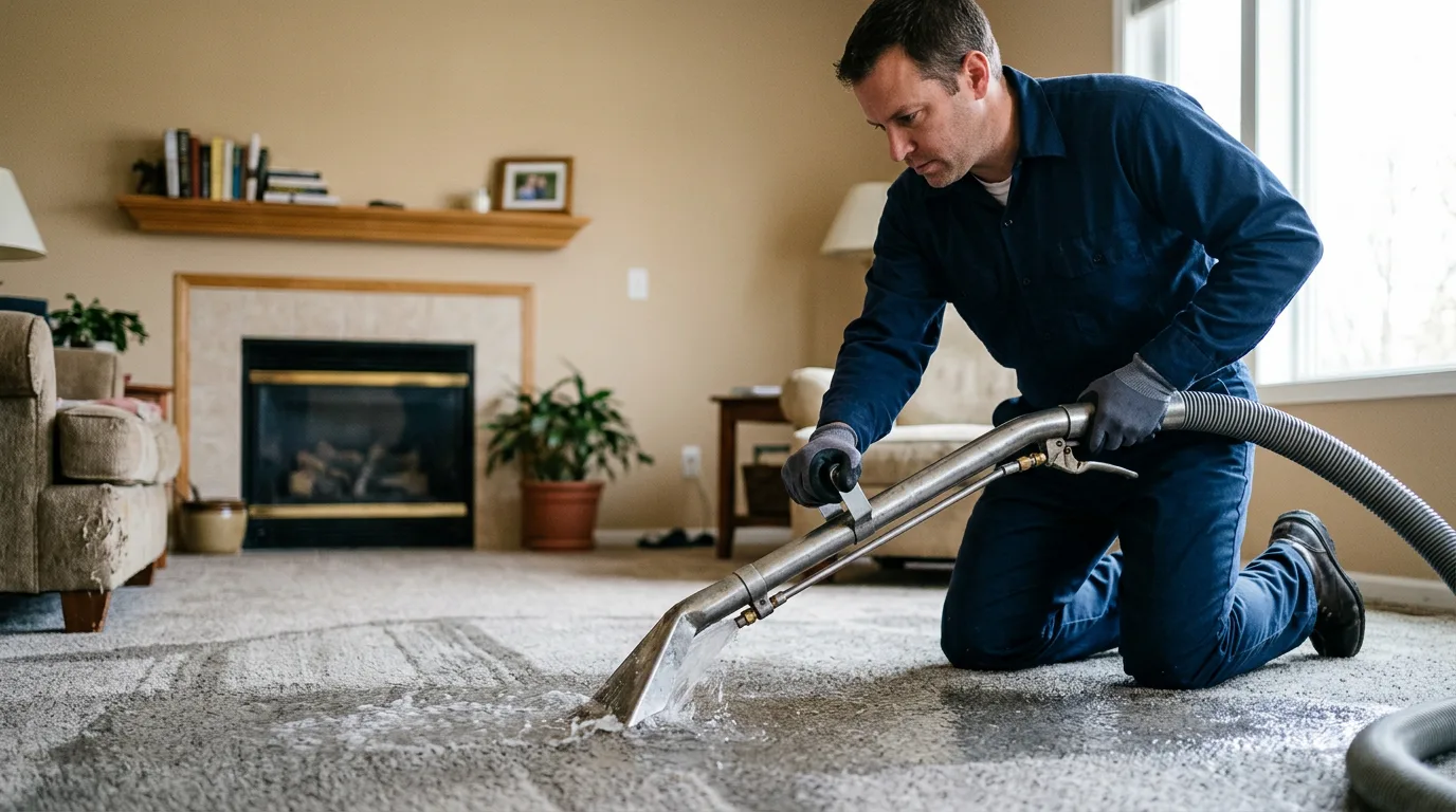 Water damage restoration technician working near Pierpont, OH